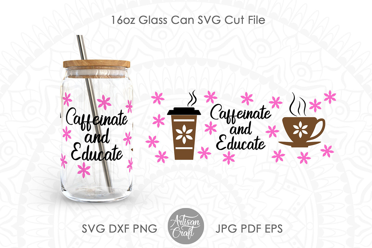 Teacher can glass SVG cut files, a Pattern Graphic by Artisan Craft (Photo 4 of 7)