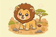 Lion Cartoon in African Savannah, an Animal Illustration by Artpon Illustration (Thumbnail 3 of 3)