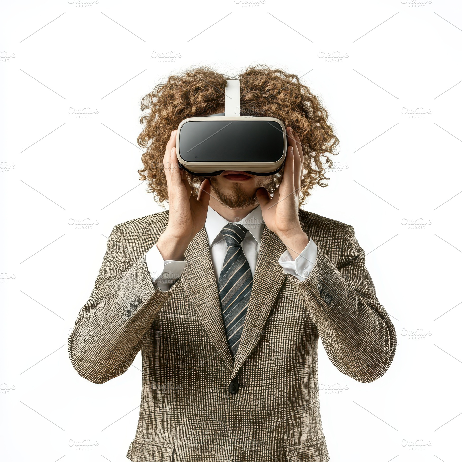 Man in suit using virtual reality he, an Abstract Photo by Pixeness Studio