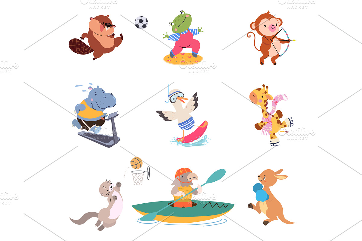 Sport animals. Cartoon animal, a Sport Illustration by Valerie Bodnar
