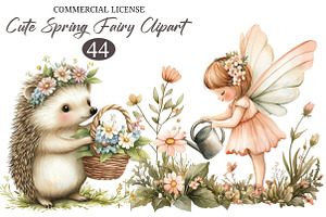 Cute Spring Fairy & Woodland Animals, an Illustration by designcity5