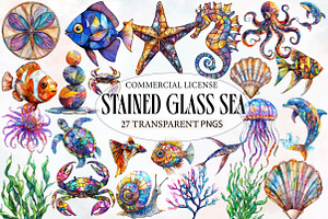 Stained Glass Sea clipart, an Illustration by Designworld