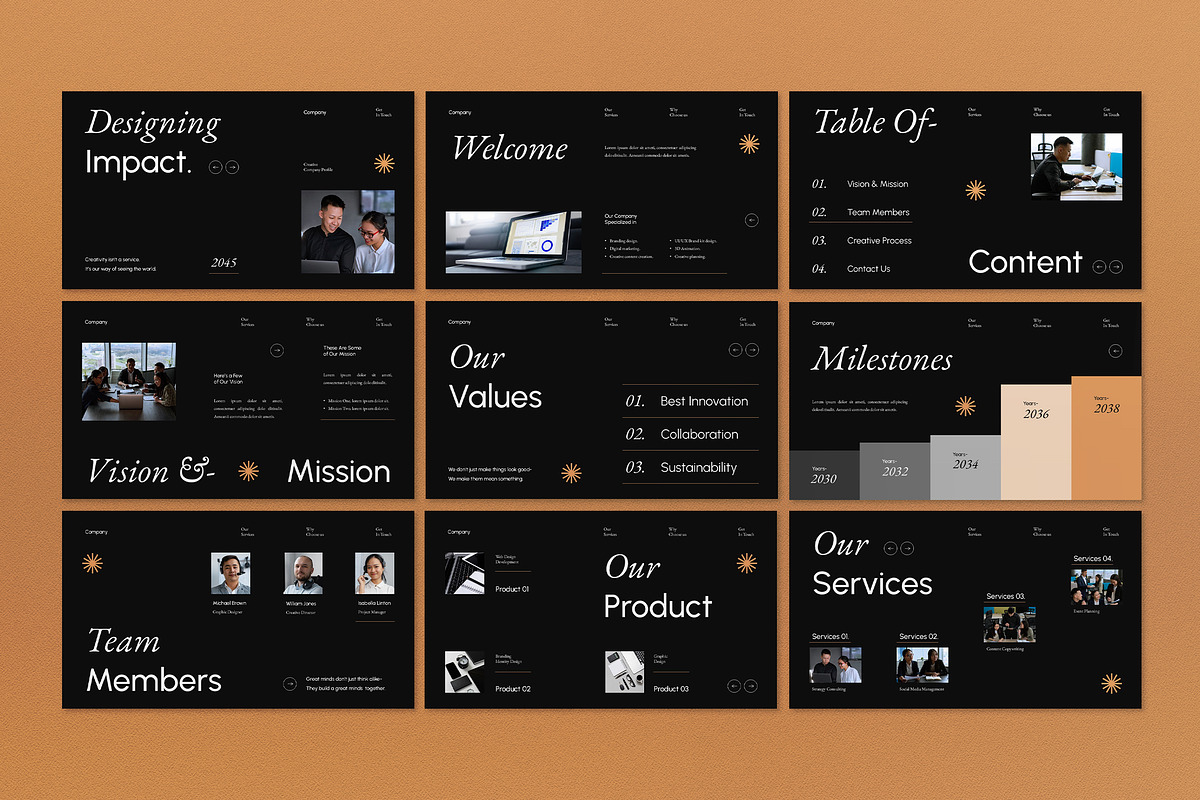 Black Modern Company Profile PPT, a Presentation Template by graphicook (Photo 2 of 4)