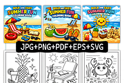 Summer Fun Coloring Book Kids, a Seasonal Illustration by Design Station (Thumbnail 2 of 4)