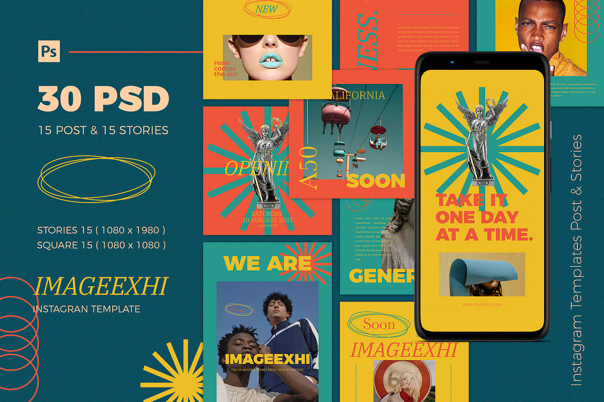 IMAGEEXHI Retro Instagram Template, a Social Media Template by Compaq_Creative (Photo 2 of 11)
