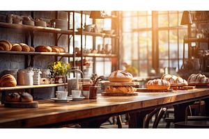 rustic blurred bakery interior ai, a Background Photo by pikepicture