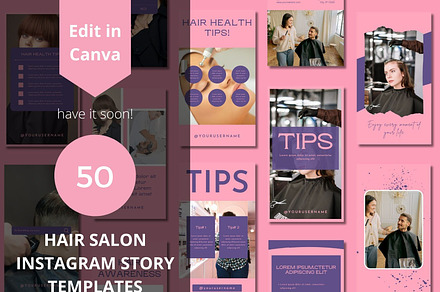 Hair Salon Story Canva Templates
