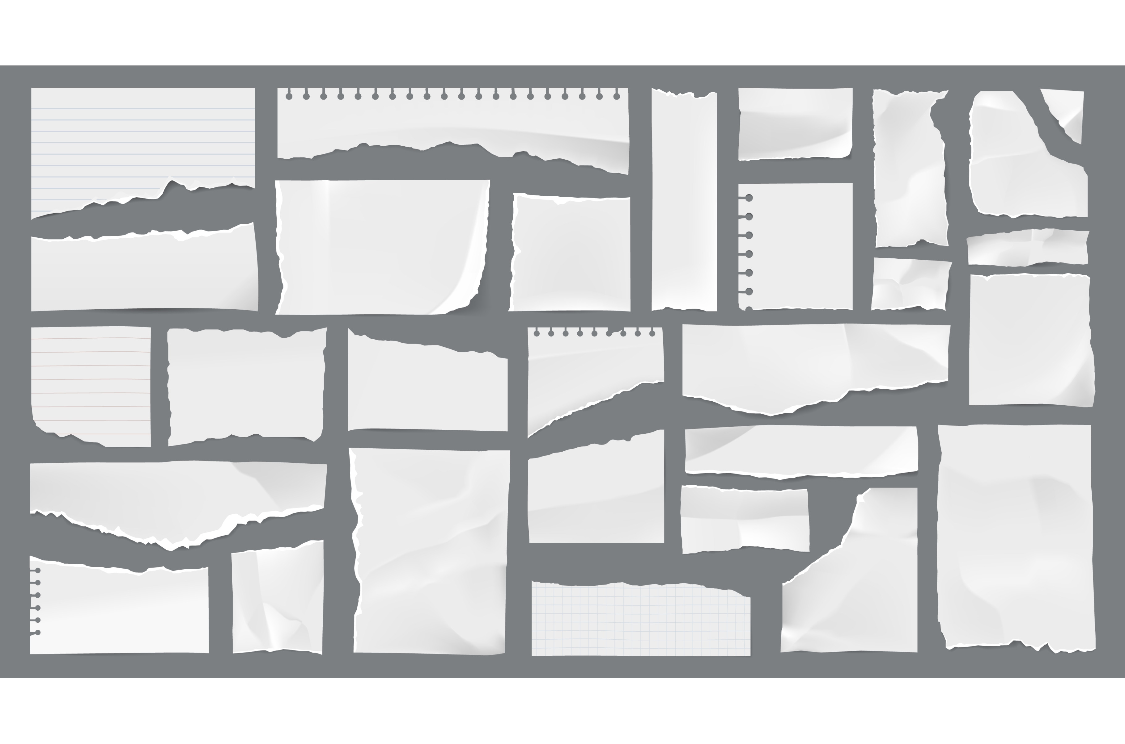 White torn paper texture, rip pieces, a Decorative Illustration by ...