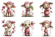 Whimsical Pink Easter Lamb Clipart, an Illustration by CraftArtStudio (Thumbnail 3 of 6)