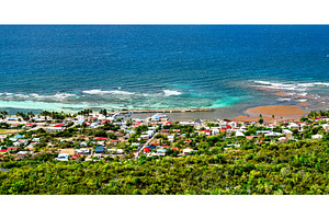 Aerial view of La Desirade island, an Architecture Photo by Leonid Andronov