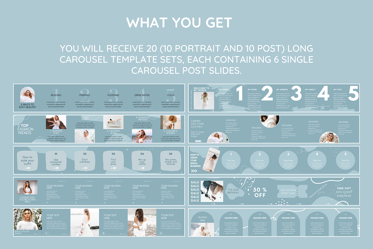 Blue Instagram Carousel Templates, a Social Media Template by SunshineStudioBoutique (Photo 7 of 9)