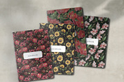 Dark floral flower pattern set, a Pattern Graphic by Dina Guiter (Thumbnail 2 of 9)