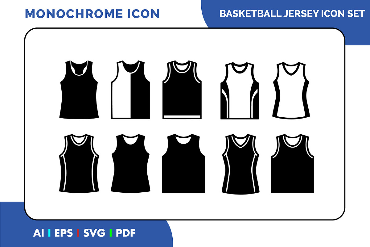 Basketball Jersey Collection Icons, a Solid Icon by Fontmine Studio (Photo 1 of 3)