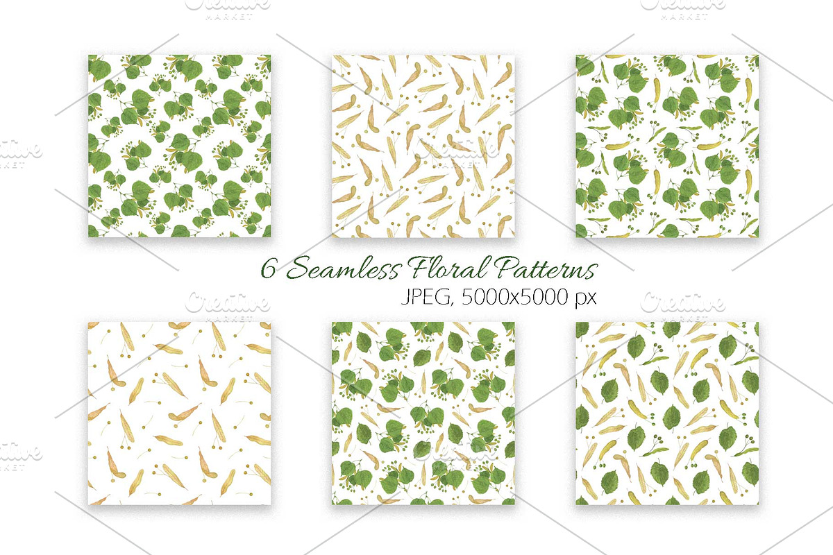 Linden tree leaves and seeds, a Pattern Graphic by Contes_de_fée (Photo 3 of 9)