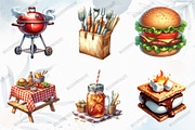 Watercolor Bbq Barbecue Clipart, a Graphic by designcity5 (Thumbnail 2 of 5)
