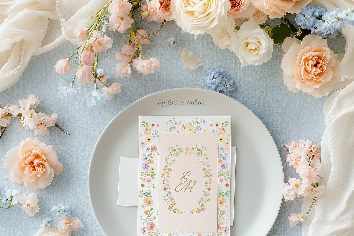 Spring summer pastel flowers clipart, a Decorative Illustration by Grace Noboa Illustrations (Photo 8 of 20)