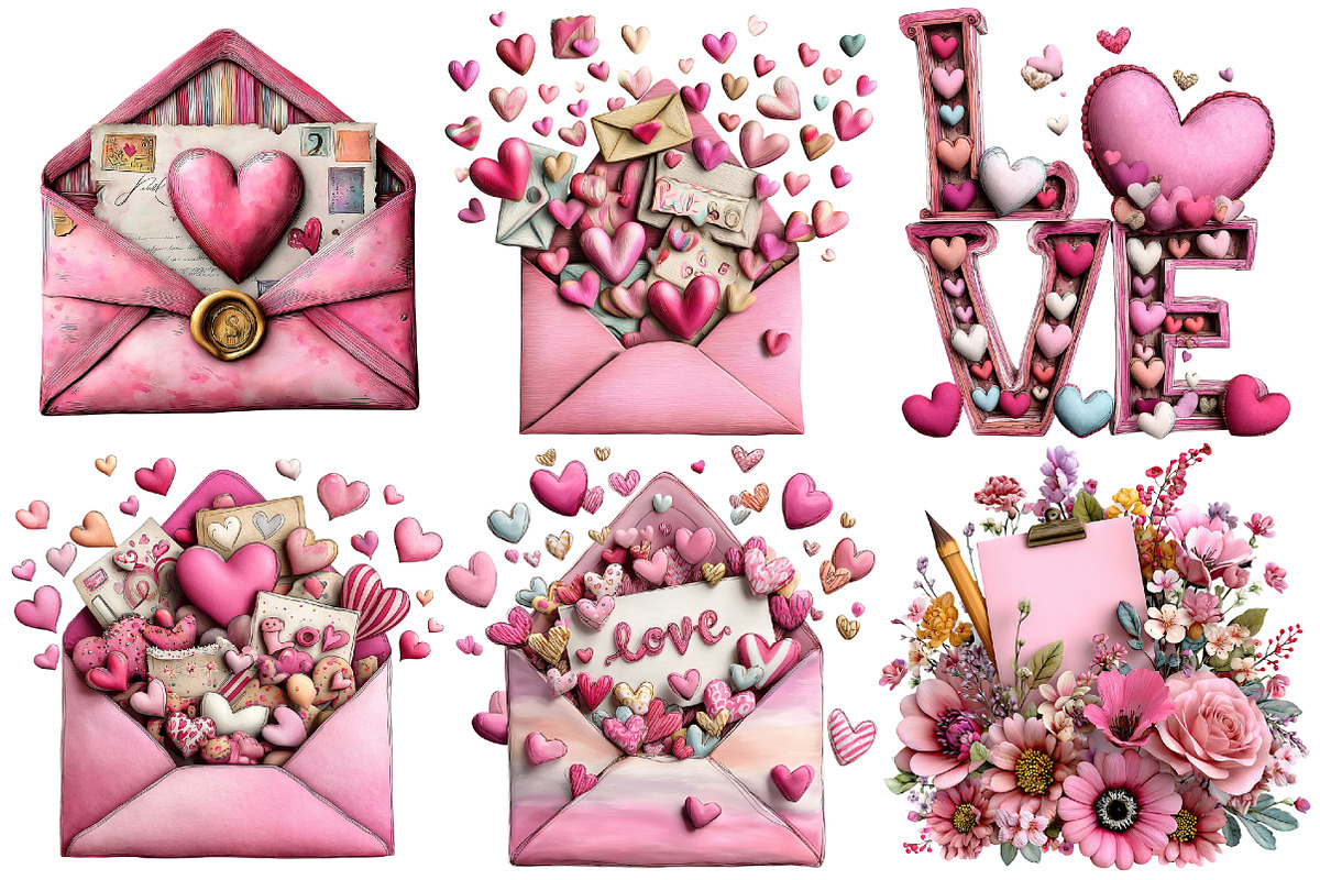 Valentine Love Letter Clipart, an Illustration by Pixels.Craft (Photo 4 of 5)