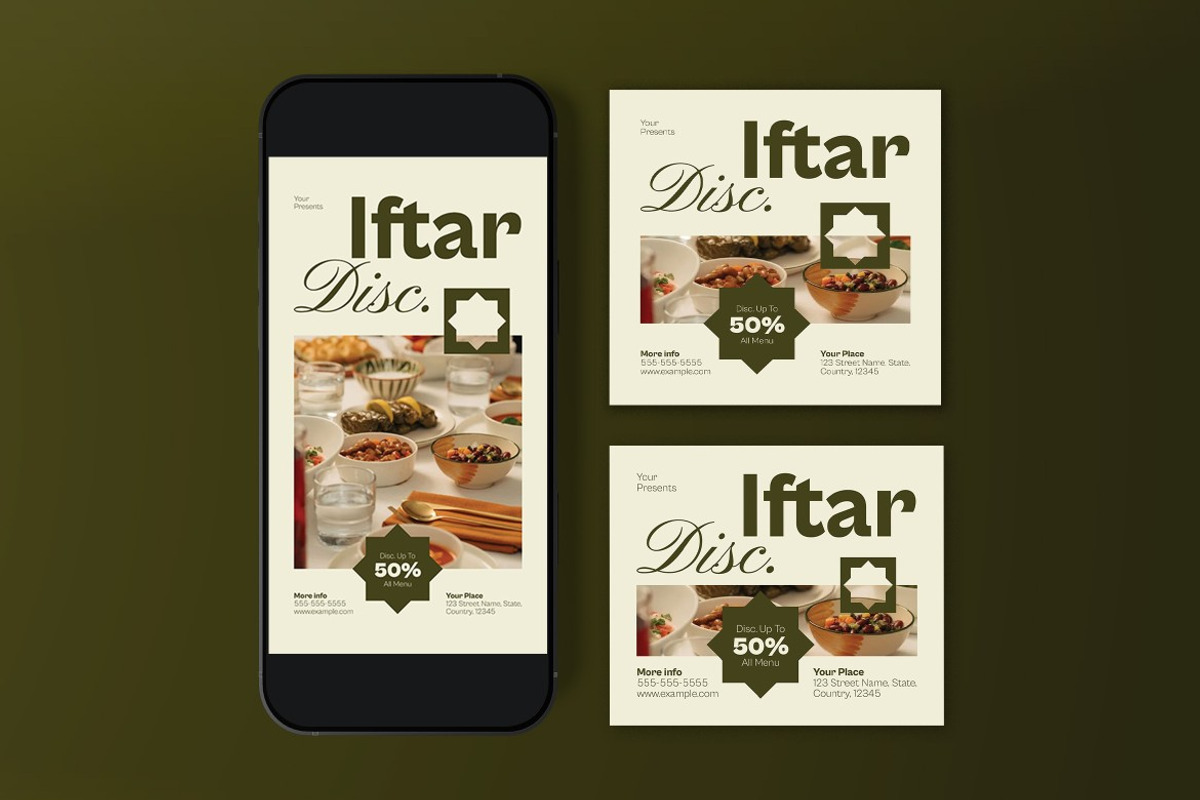Green Beige Iftar Discount Flyer Set, a Flyer Template by graphicook (Photo 3 of 3)