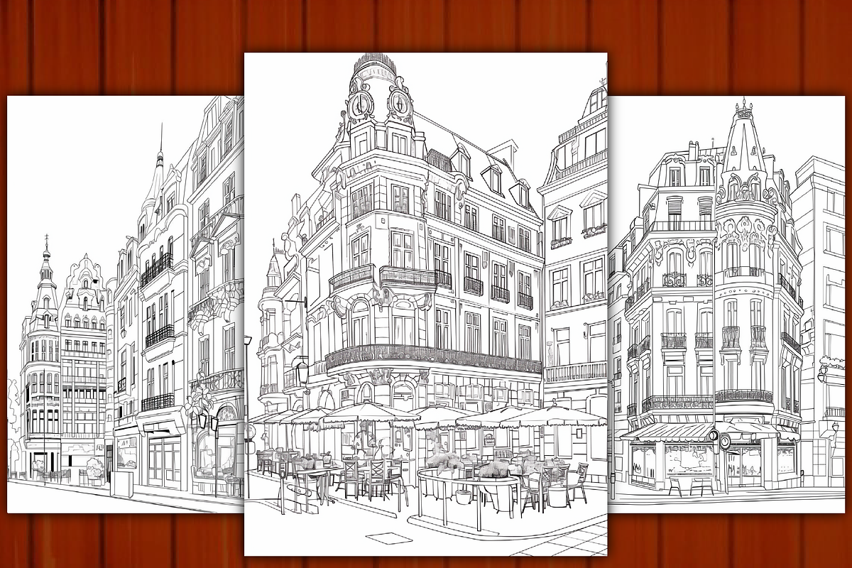 European City Coloring Pages Vol 03, a Decorative Illustration by Daisy ...