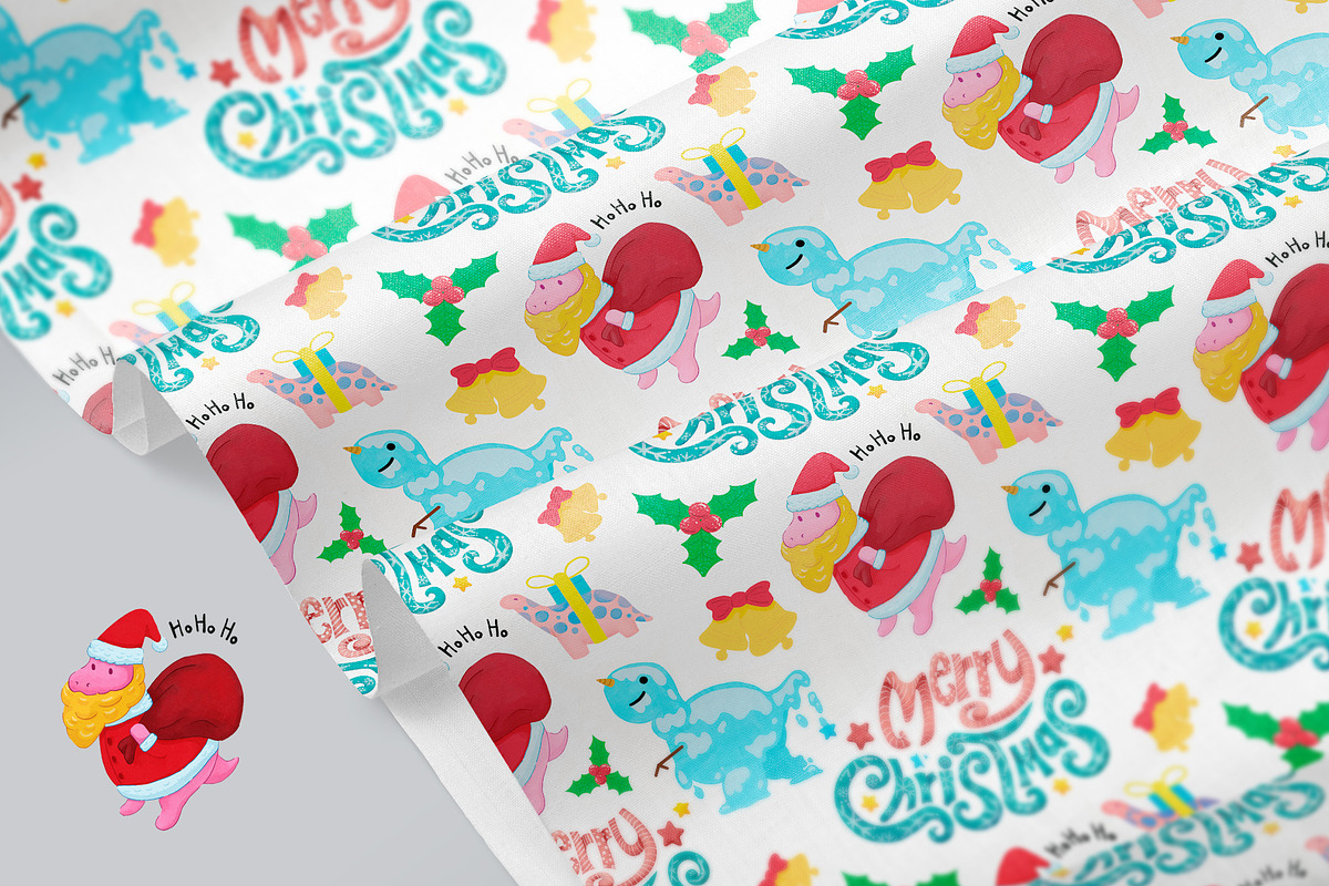 Dinosaur Christmas Watercolor Png, a Decorative Illustration by Feelplus Creator (Photo 4 of 5)