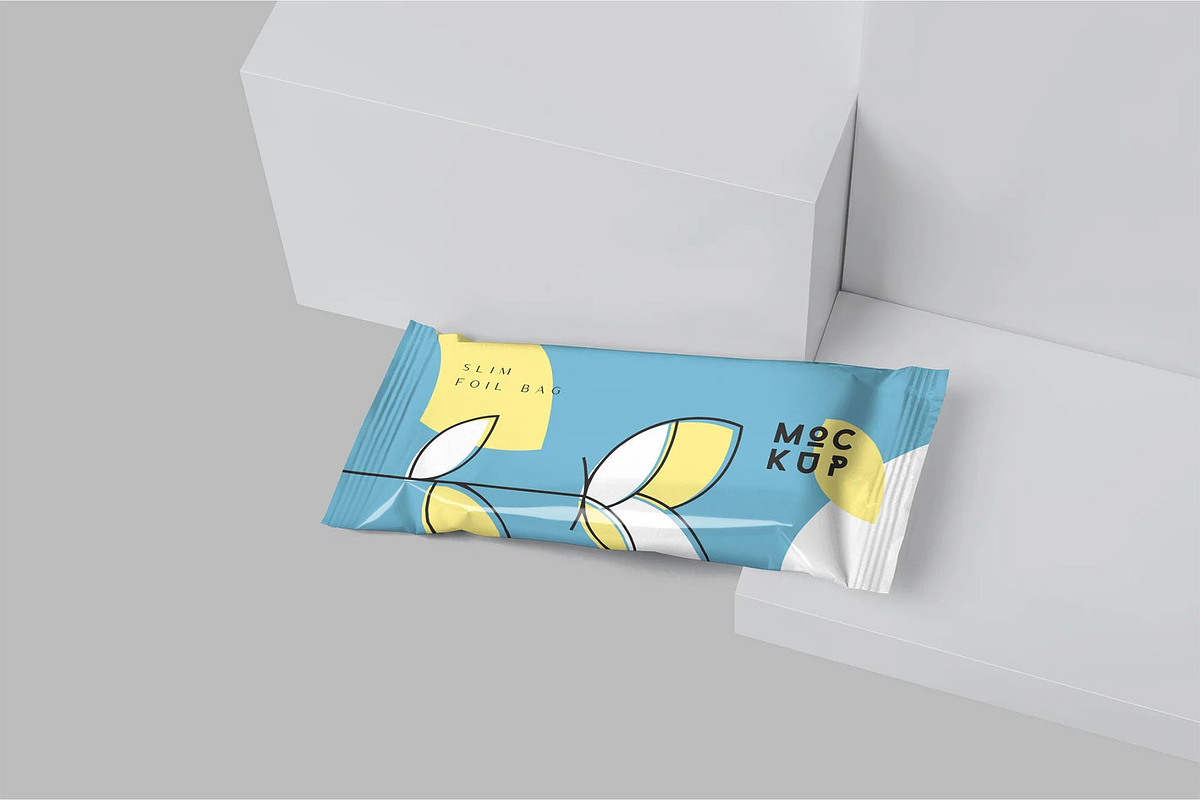 Small Slim Foil Bag Mockups, a Packaging Mockup by megostudi0 (Photo 2 of 7)