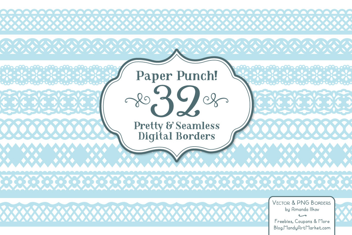 Soft Blue Lace Borders Clipart, an Illustration by Amanda Ilkov (Photo 2 of 5)