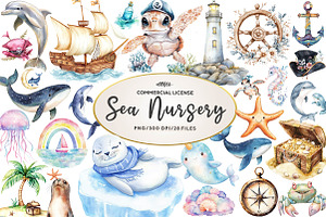 Adventure at Sea Nursery Clipart, an Illustration by CreationArt