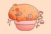 Kawaii Capybara - Pack 2, an Animal Illustration by AleksAbramova (Thumbnail 3 of 12)