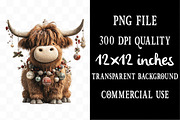 Highland Cow Christmas Clipart, a Seasonal Illustration by Designking (Thumbnail 4 of 5)