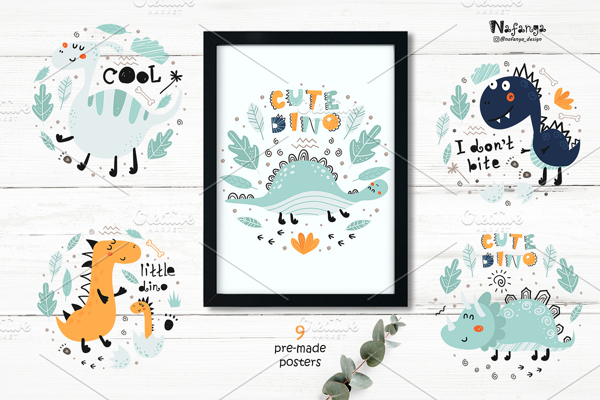 Cute Dinosaur Collection, a Wallpaper Graphic by Nafanya (Photo 6 of 10)