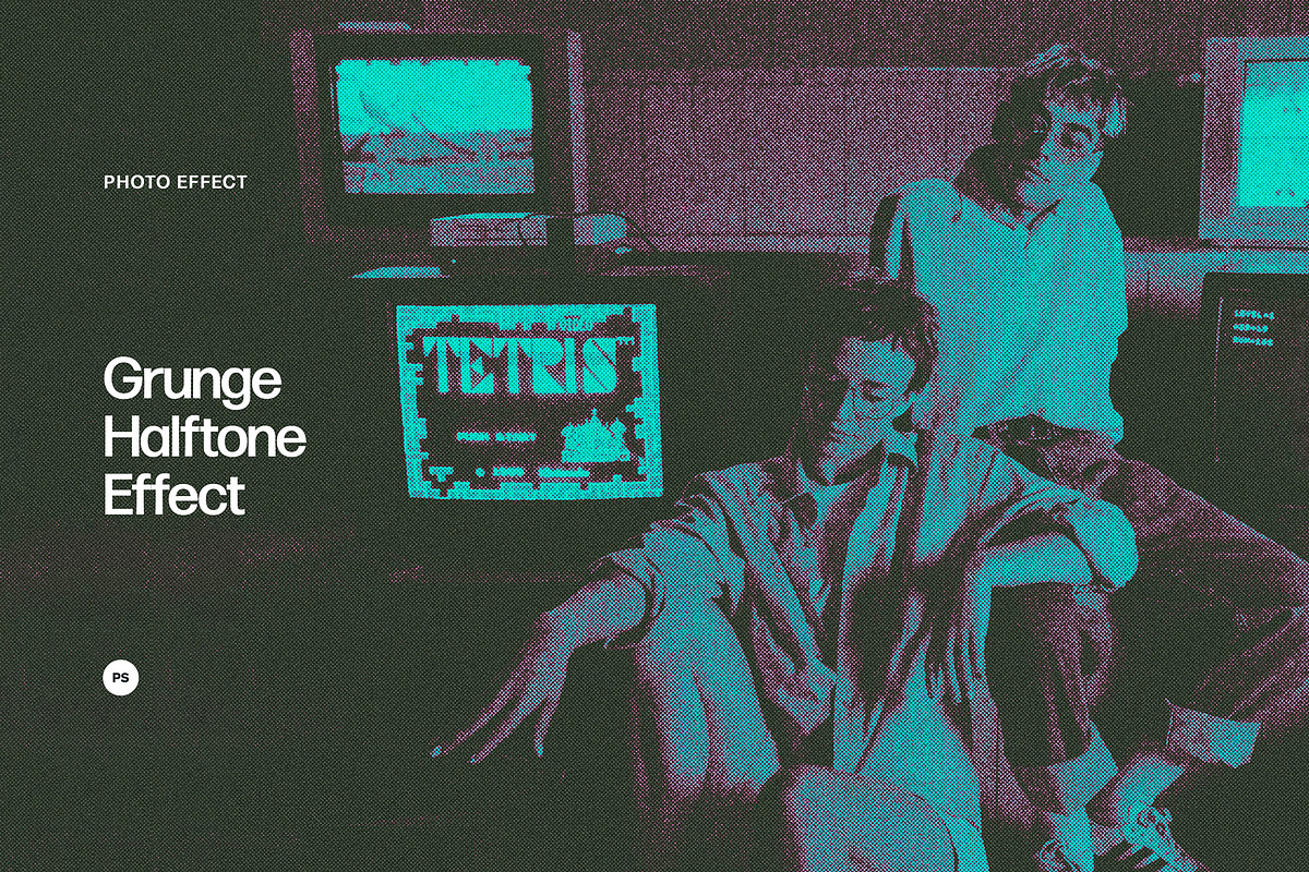 Grunge Halftone Photo Effect, a Layer Style Add-On by Design Squad (Photo 1 of 7)