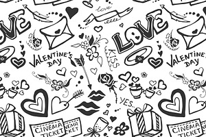 Valentines Day Doodle Pattern