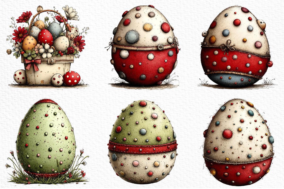 Whimsical Polka Dots Easter Clipart, an Illustration by Craft Nest (Photo 4 of 11)