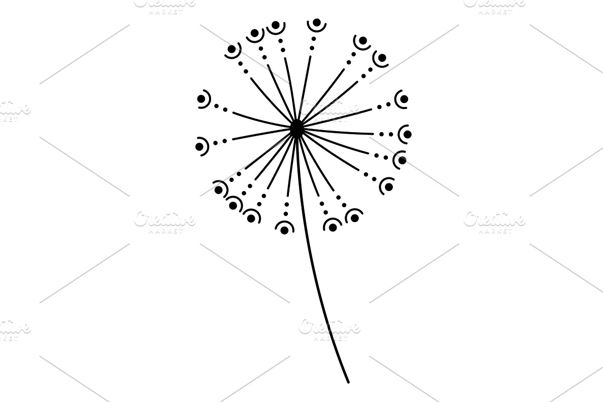 Dandelion flower doodle line, an Object Illustration by Things for designers