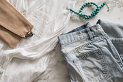 Fashion outfit on marble background stock photo containing t-shirt and shirt, a Beauty & Fashion Photo by Lum3n (Thumbnail 1 of 2)