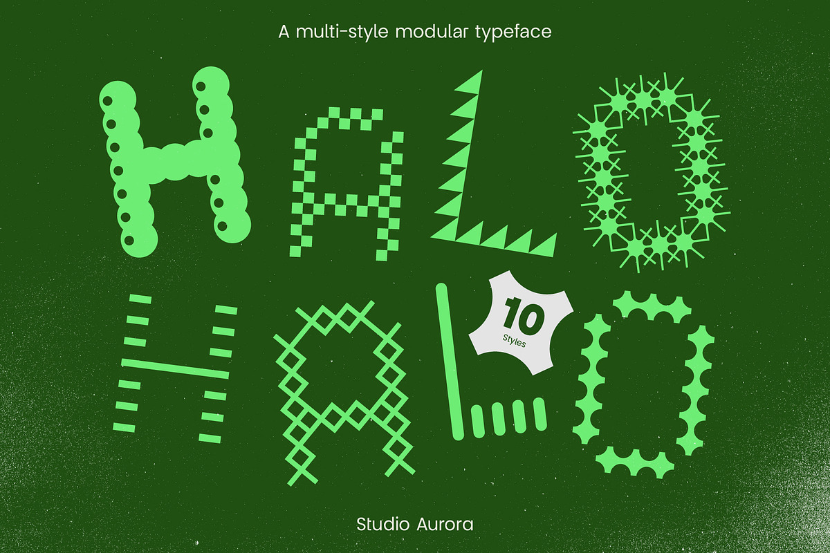 Halo Halo - Multi-Style Modular Font, a Sans Serif Font by Studio Aurora (Photo 1 of 9)