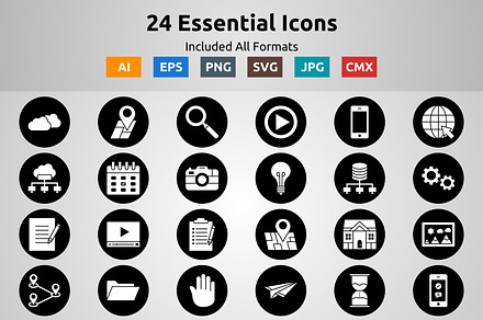 Line Circle Inverted Essential Icons