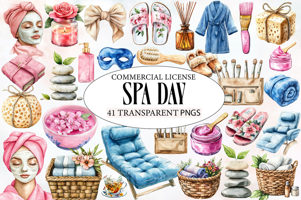 Spa Day Sublimation Clipart Bundle, an Illustration by Designworld (Photo 1 of 6)
