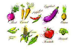 Vegetable set hand drawn. Not AI, a Food Illustration by Nenahliadava Design