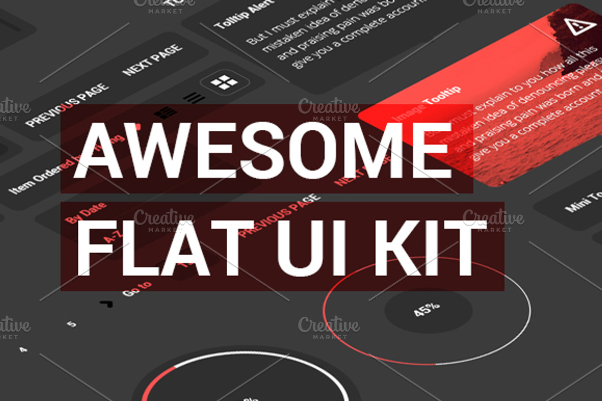 Awesome Flat Ui Kit - PSD, an UI Kit Template by IB