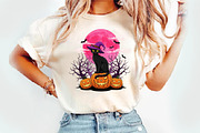 Black Cat Witch Pumpkin Png, an Illustration by Watercolor design (Thumbnail 3 of 3)