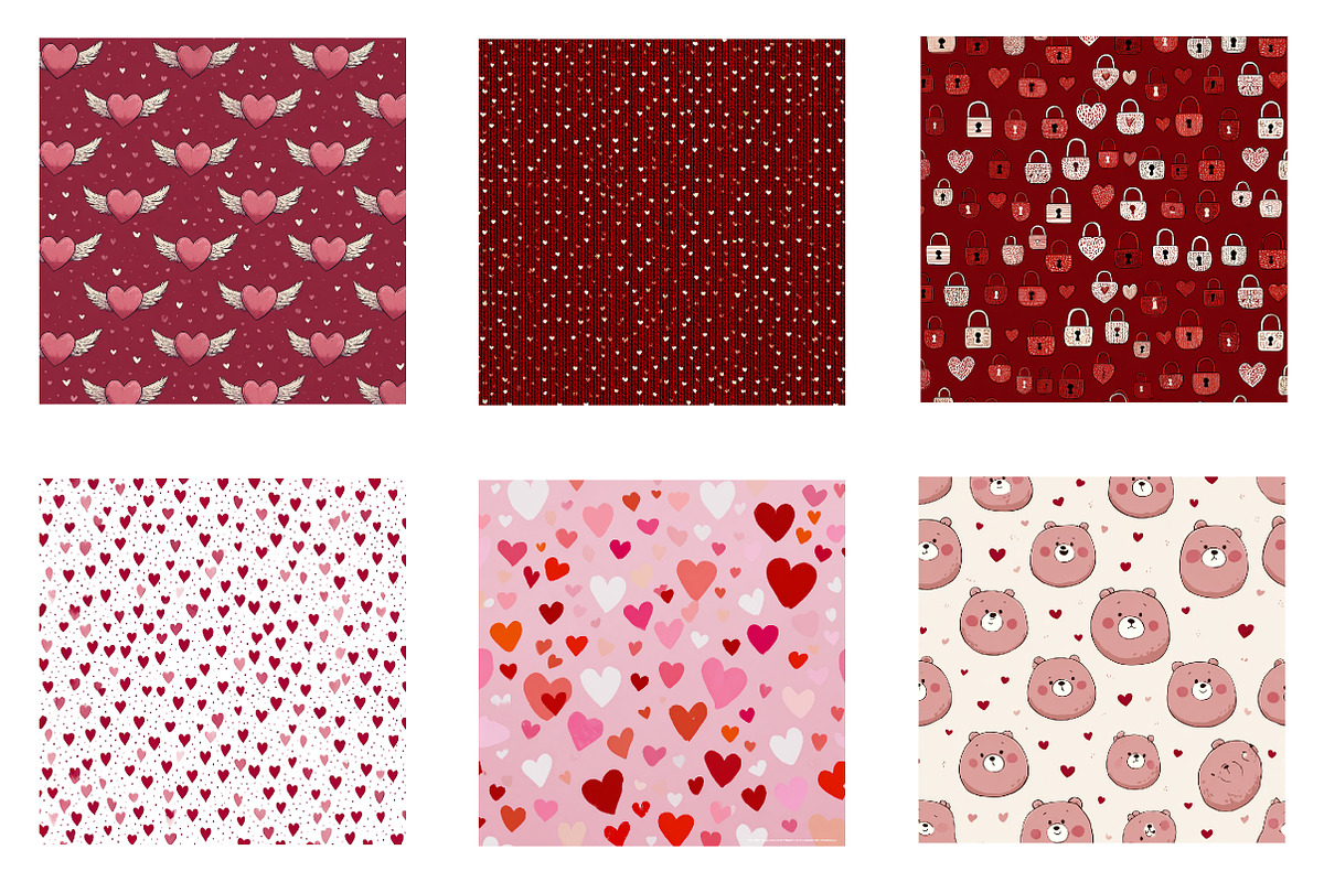 valentine digital papers, an Illustration by CreationArt (Photo 4 of 5)