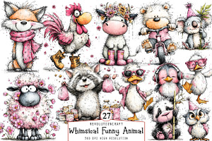 Whimsical Funny Animal Clipart, an Illustration by OK Design
