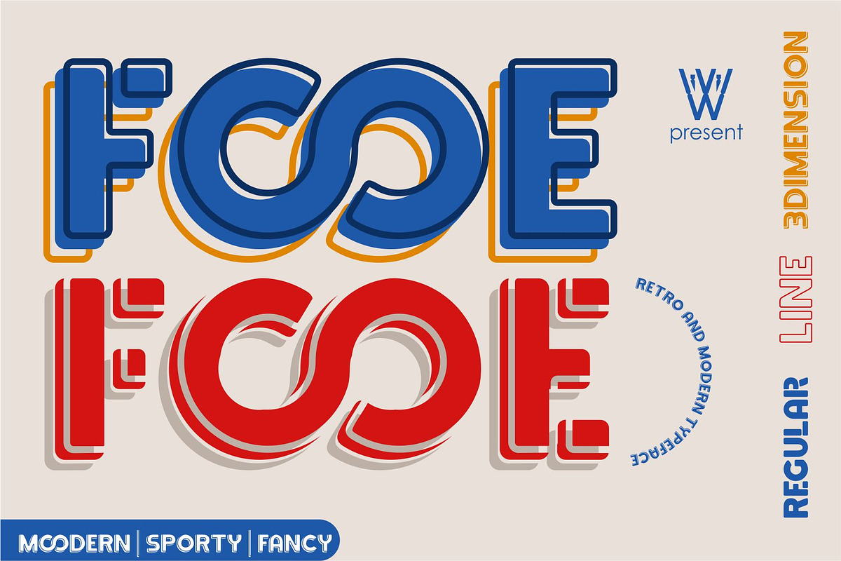 Fooe Fooe Font | Sporty Retro Font, a Sans Serif Font by WhymoreArt (Photo 1 of 11)