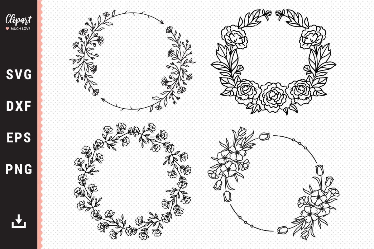 Floral Wreaths Clipart, Wedding SVG, an Illustration by ClipartMuchLove (Photo 1 of 6)