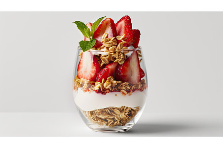 breakfast strawberry yogurt parfait, a Background Photo by pikepicture