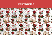 Merry Christmas Seamless Patterns, a Seasonal Illustration by InkyQueenArt (Thumbnail 2 of 5)