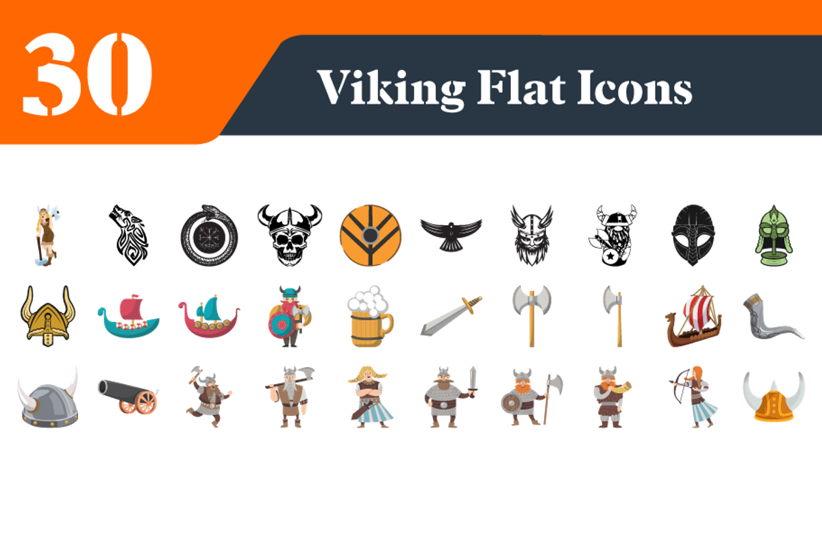 Viking Flat Icons Bundle, an Emoji Icon by EllaMaiyaali (Photo 3 of 3)