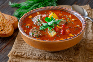 Traditional Bogracs stew, a Food & Drink Photo by Alexander Prokopenko