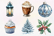 Silver Christmas Watercolor Clipart, an Illustration by Dream Creation (Thumbnail 2 of 7)
